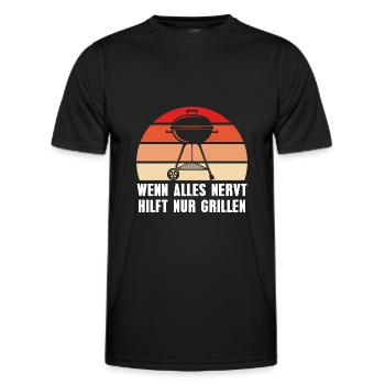 Grillen Alles nervt Grillsaison BBQ Grill - Männer Funktions-T-Shirt - Schwarz - Vorne - AI Model Male 178 dark (178cm)