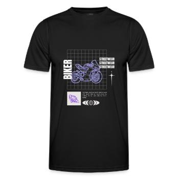 Biker-Streetwear - Männer Funktions-T-Shirt - Schwarz - Vorne - AI Model Male 178 dark (178cm)