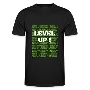 Level up and binary code - Men's Functional T-Shirt - black - Front - AI Model Male 178 dark (178cm)