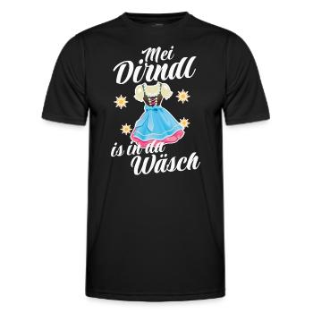 Dirndl Tracht | Mei Dirndl is in da - Männer Funktions-T-Shirt - Schwarz - Vorne - AI Model Male 178 dark (178cm)