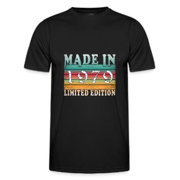 Baujahr 1979 geboren Vintage Geburtstag Geschenk - Männer Funktions-T-Shirt - Schwarz - Vorne - AI Model Male 178 dark (178cm)