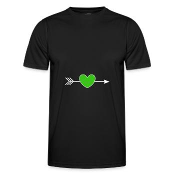 Green Heart Arrow Heart Gift Valentine's Day - Men's Functional T-Shirt - black - Front - AI Model Male 178 dark (178cm)