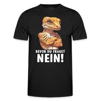 Gecko reptile lézard avant que vous ne demandiez non - T-shirt sport Homme - noir - Devant - AI Model Male 178 dark (178cm)