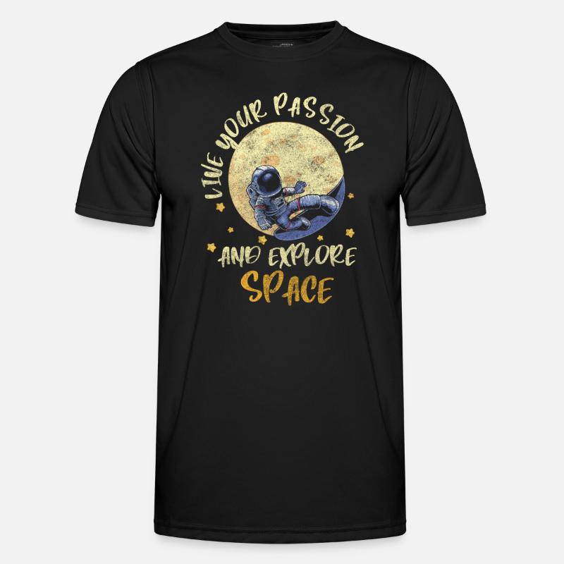 Space, Spaceflight, Weightless, Moon - Men's Functional T-Shirt - black