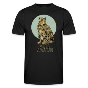 Leopard. Wild is Beautiful - Men's Functional T-Shirt - black - Front - AI Model Male 178 dark (178cm)
