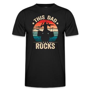 Dieser Papa rockt Drummer Schlagzeug Vatertag - Männer Funktions-T-Shirt - Schwarz - Vorne - AI Model Male 178 dark (178cm)