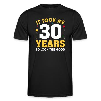 Il m’a fallu 30 ans pour être aussi beau - T-shirt sport Homme - noir - Devant - AI Model Male 178 dark (178cm)