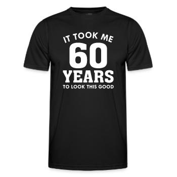Il m’a fallu 60 ans pour être aussi beau - T-shirt sport Homme - noir - Devant - AI Model Male 178 dark (178cm)