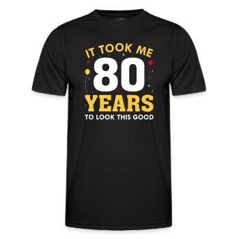 Il m’a fallu 80 ans pour être aussi beau - T-shirt sport Homme - noir - Devant - AI Model Male 178 dark (178cm)