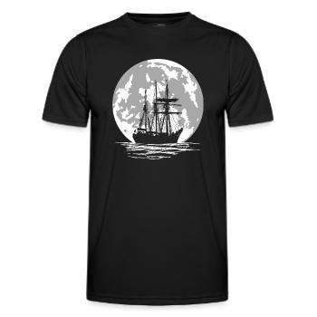 Piratenschiff und Vollmond - Männer Funktions-T-Shirt - Schwarz - Vorne - AI Model Male 178 dark (178cm)