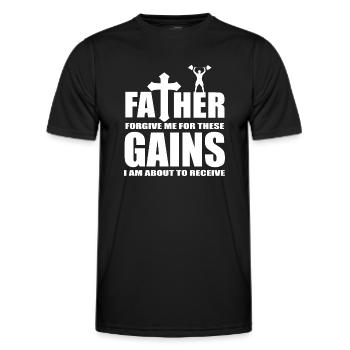 Gains gym quote - Men's Functional T-Shirt - black - Front - AI Model Male 178 dark (178cm)