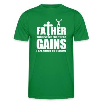 Gains gym quote - Men's Functional T-Shirt - kelly green - Front - AI Model Male 178 dark (178cm)