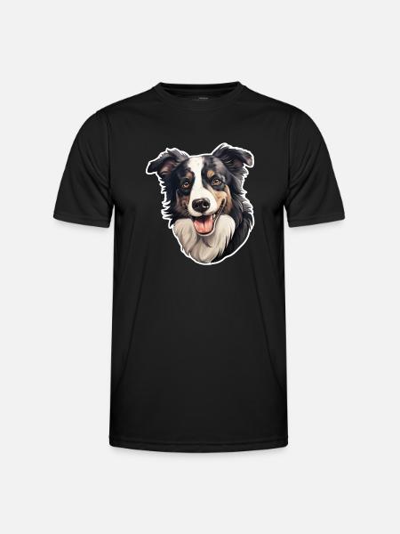 Border Collie Head - Men's Functional T-Shirt - black