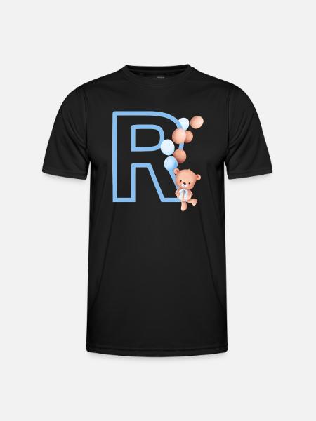 Blue letter r bear - Men's Functional T-Shirt - black