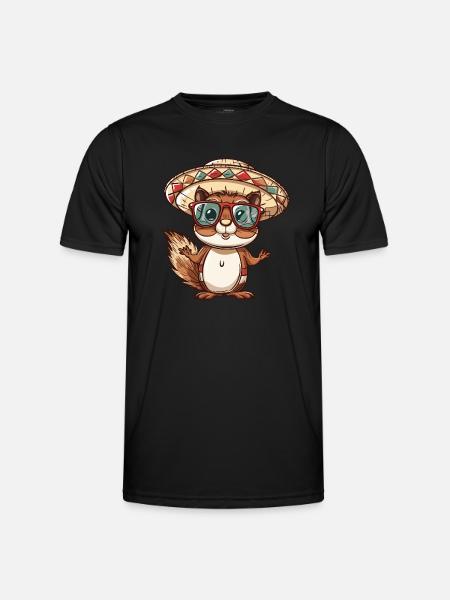 Squirrel Comic Funny Sombrero - Men's Functional T-Shirt - black