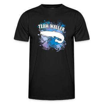 Poisson-chat Wels Waller sur des taches de couleur - T-shirt sport Homme - noir - Devant - AI Model Male 178 dark (178cm)