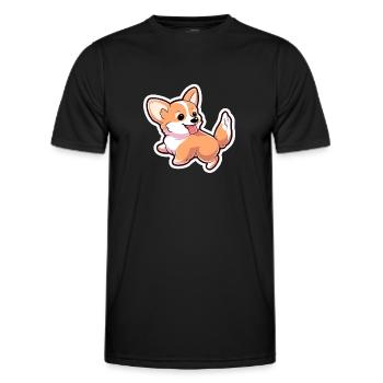 Corgi Dessin animé - T-shirt sport Homme - noir - Devant - AI Model Male 178 dark (178cm)