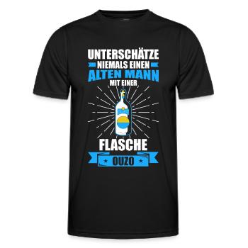 Alter Mann - Ouzo | Grieche Ouzo Sprüche - Männer Funktions-T-Shirt - Schwarz - Vorne - AI Model Male 178 dark (178cm)