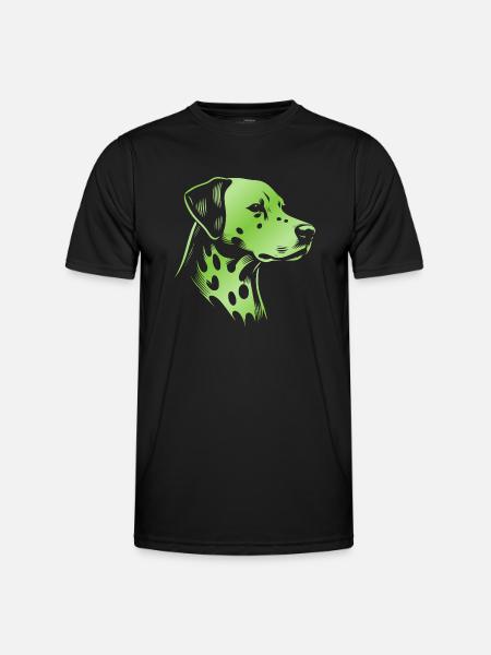 Dalmatian, dog head, drawing green - Men's Functional T-Shirt - black