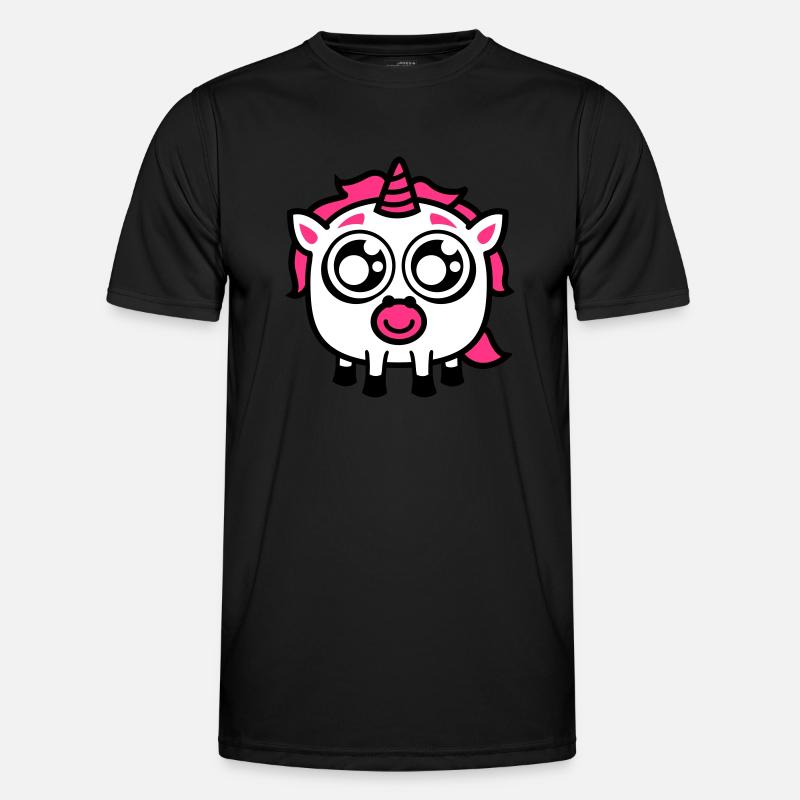 Glupschi Einhorn - Männer Funktions-T-Shirt - Schwarz