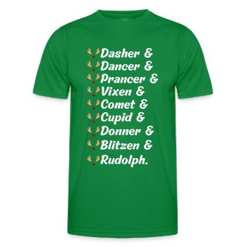 9 Reindeer from Santa Claus by name - Men's Functional T-Shirt - kelly green - Front - AI Model Male 178 dark (178cm)