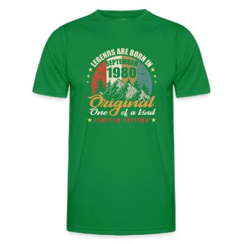 Legends wurden im September 1980 geboren, Original 1980 - Männer Funktions-T-Shirt - Kelly Green - Vorne - AI Model Male 178 dark (178cm)