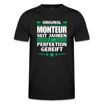 Mechanic matured to perfection - Men's Functional T-Shirt - black - Front - AI Model Male 178 dark (178cm)