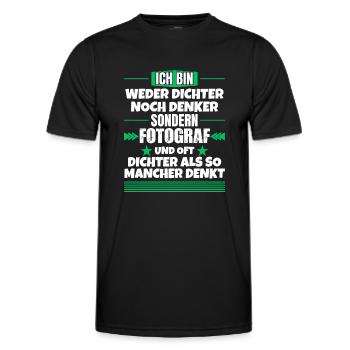 Ni poète ni penseur, mais photographe - T-shirt sport Homme - noir - Devant - AI Model Male 178 dark (178cm)