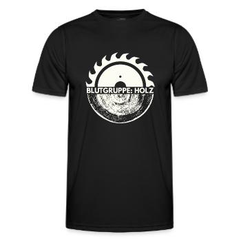 Blutgruppe Holz | Funshirt Handwerker witzig - Männer Funktions-T-Shirt - Schwarz - Vorne - AI Model Male 178 dark (178cm)