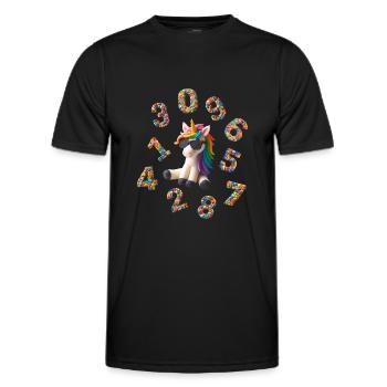 Chiffres - Rentrée avec Licorne - T-shirt sport Homme - noir - Devant - AI Model Male 178 dark (178cm)