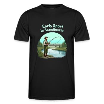 Fishing in Scandinavia - Men's Functional T-Shirt - black - Front - AI Model Male 178 dark (178cm)