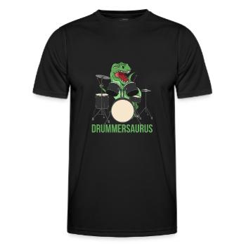 Batterie T-Rex dinosaure Drums Bâtons - T-shirt sport Homme - noir - Devant - AI Model Male 178 dark (178cm)