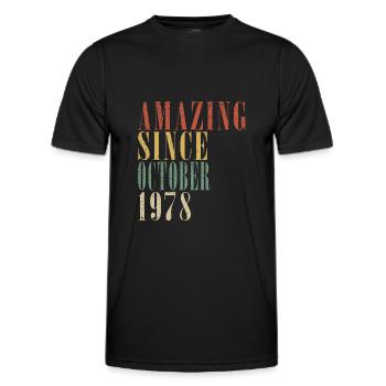 Octobre 1978 Anniversaire Octobre 1978 Octobre - T-shirt sport Homme - noir - Devant - AI Model Male 178 dark (178cm)