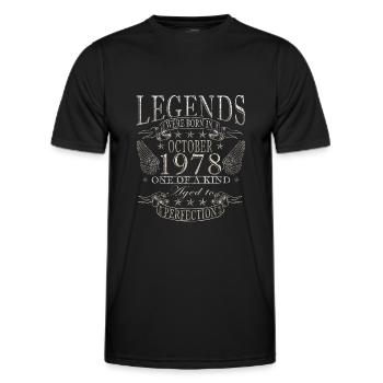 Octobre 1978 Anniversaire Octobre 1978 Octobre - T-shirt sport Homme - noir - Devant - AI Model Male 178 dark (178cm)