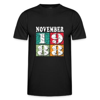Novembre 1988 Anniversaire Novembre 1988 Novembre - T-shirt sport Homme - noir - Devant - AI Model Male 178 dark (178cm)