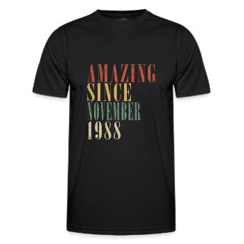 Novembre 1988 Anniversaire Novembre 1988 Novembre - T-shirt sport Homme - noir - Devant - AI Model Male 178 dark (178cm)