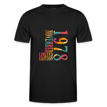 Novembre 1978 Anniversaire Novembre 1978 Novembre - T-shirt sport Homme - noir - Devant - AI Model Male 178 dark (178cm)