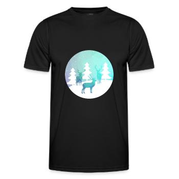 Forêt d'hiver de cerfs - T-shirt sport Homme - noir - Devant - AI Model Male 178 dark (178cm)