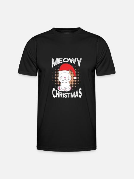 Katzenbesitzer Ugly Christmas Katze - Männer Funktions-T-Shirt - Schwarz