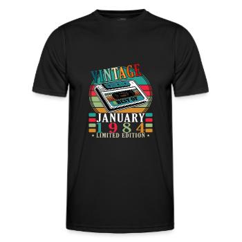 40e anniversaire Original Janvier Vintage 1984 - T-shirt sport Homme - noir - Devant - AI Model Male 178 dark (178cm)