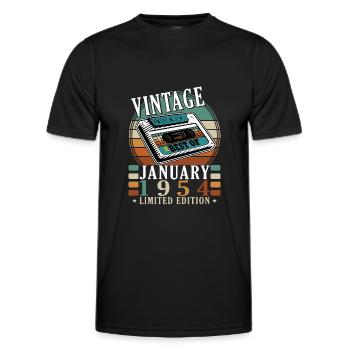 1954 Janvier 1954 Anniversaire Janvier 1954 - T-shirt sport Homme - noir - Devant - AI Model Male 178 dark (178cm)