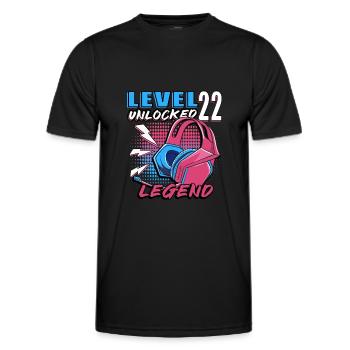 Level 22 freigeschaltet Geburtstagsshirt Geschenk - Männer Funktions-T-Shirt - Schwarz - Vorne - AI Model Male 178 dark (178cm)