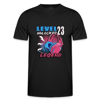 Level 23 freigeschaltet - Männer Funktions-T-Shirt - Schwarz - Vorne - AI Model Male 178 dark (178cm)