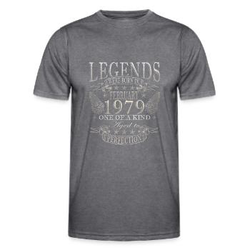 Original Legends will be published in February 1979 - Men's Functional T-Shirt - dark melange  - Front - AI Model Male 178 dark (178cm)