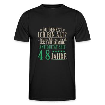 Antiquität 48 Jahre alt - 48. Geburtstag Spruch - Männer Funktions-T-Shirt - Schwarz - Vorne - AI Model Male 178 dark (178cm)