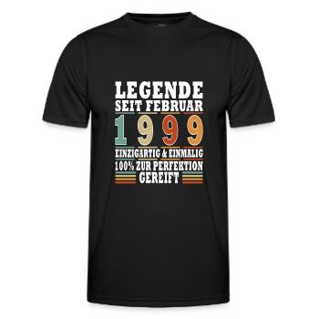 Februar 1999 Geburtstag Februar 1999 Februar - Männer Funktions-T-Shirt - Schwarz - Vorne - AI Model Male 178 dark (178cm)