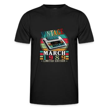 March 1989 Anniversary March 1989 March - Men's Functional T-Shirt - black - Front - AI Model Male 178 dark (178cm)