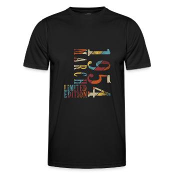 March 1954 March Anniversary March 1954 - Men's Functional T-Shirt - black - Front - AI Model Male 178 dark (178cm)