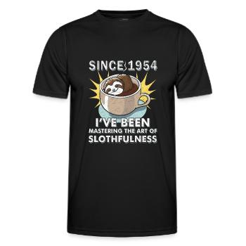 Geburtsjahr 1954 Geburtstag Faultier - Männer Funktions-T-Shirt - Schwarz - Vorne - AI Model Male 178 dark (178cm)