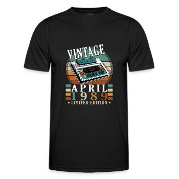April 1989. Geburtstagsgeschenk April 1989 April - Männer Funktions-T-Shirt - Schwarz - Vorne - AI Model Male 178 dark (178cm)